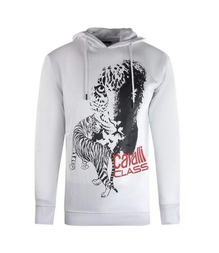 Sweat À Capuche Motif/style Tigre Homme Blanc Cavalli Class