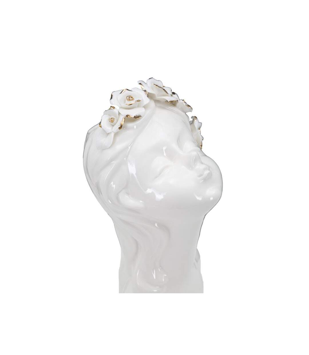 Vase Déco en Porcelaine Young Lady Roses 26cm Blanc-3