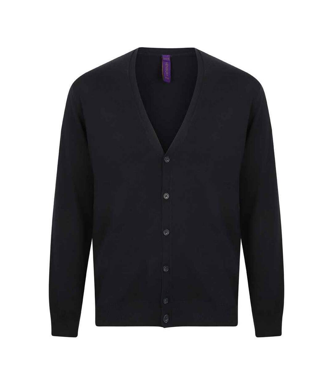 Mens cotton acrylic v neck cardigan navy Henbury