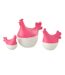 Lot de 3 Statuettes Coq Extérieur Alfredo 20cm Rose & Blanc-1