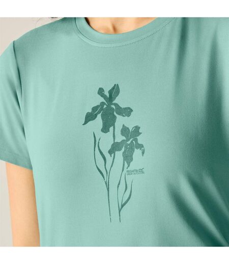 T-shirt De Marche Motif/style Imprimé Graphique Fingal Femme Turquoise Pastel Imprimé Regatta