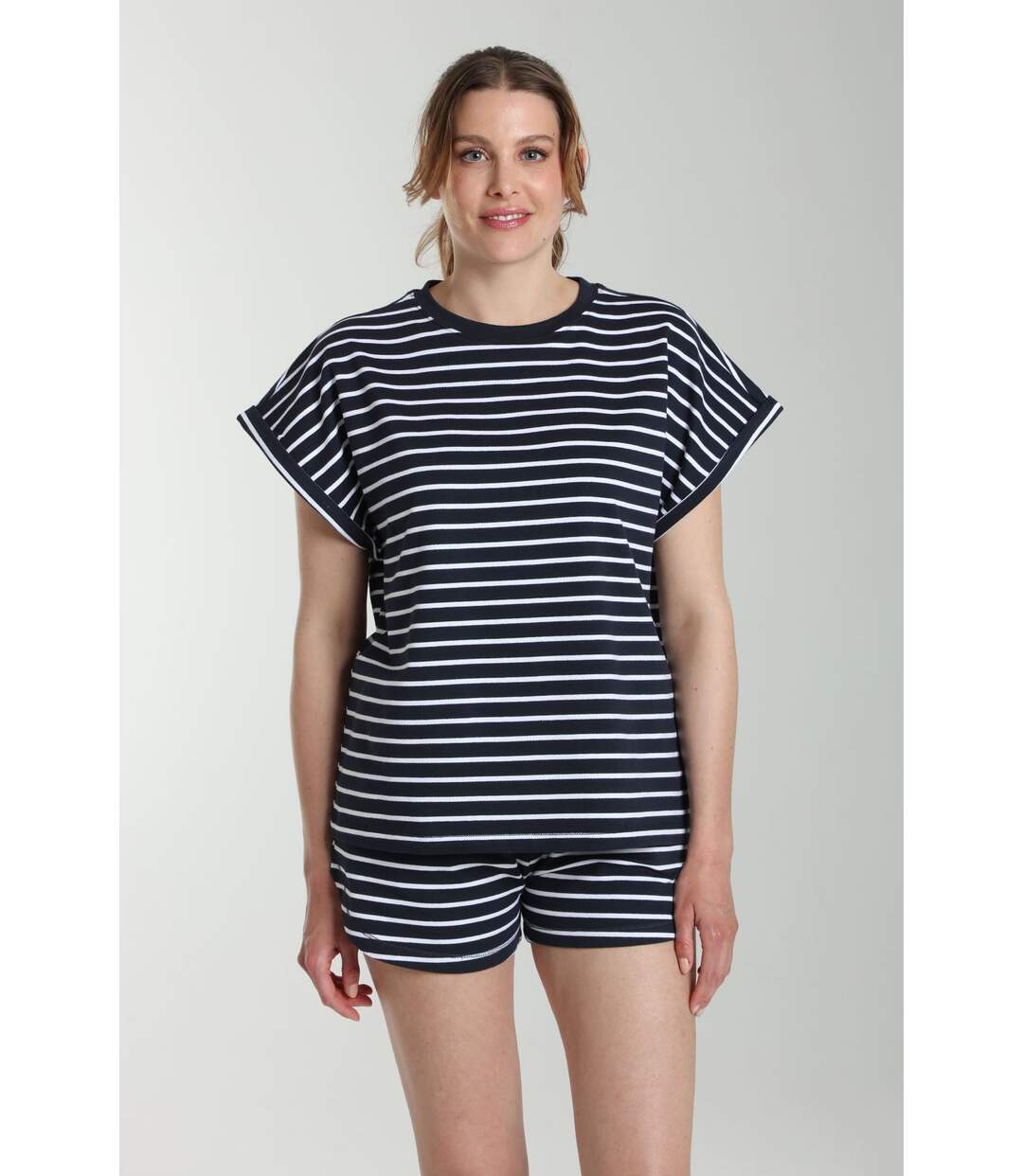 Ensemble Tee Shirt Et Short Molleton Femme Dilly Bis Marine/ | Gerard Pasquier Avec Col Rond | Gerar-5