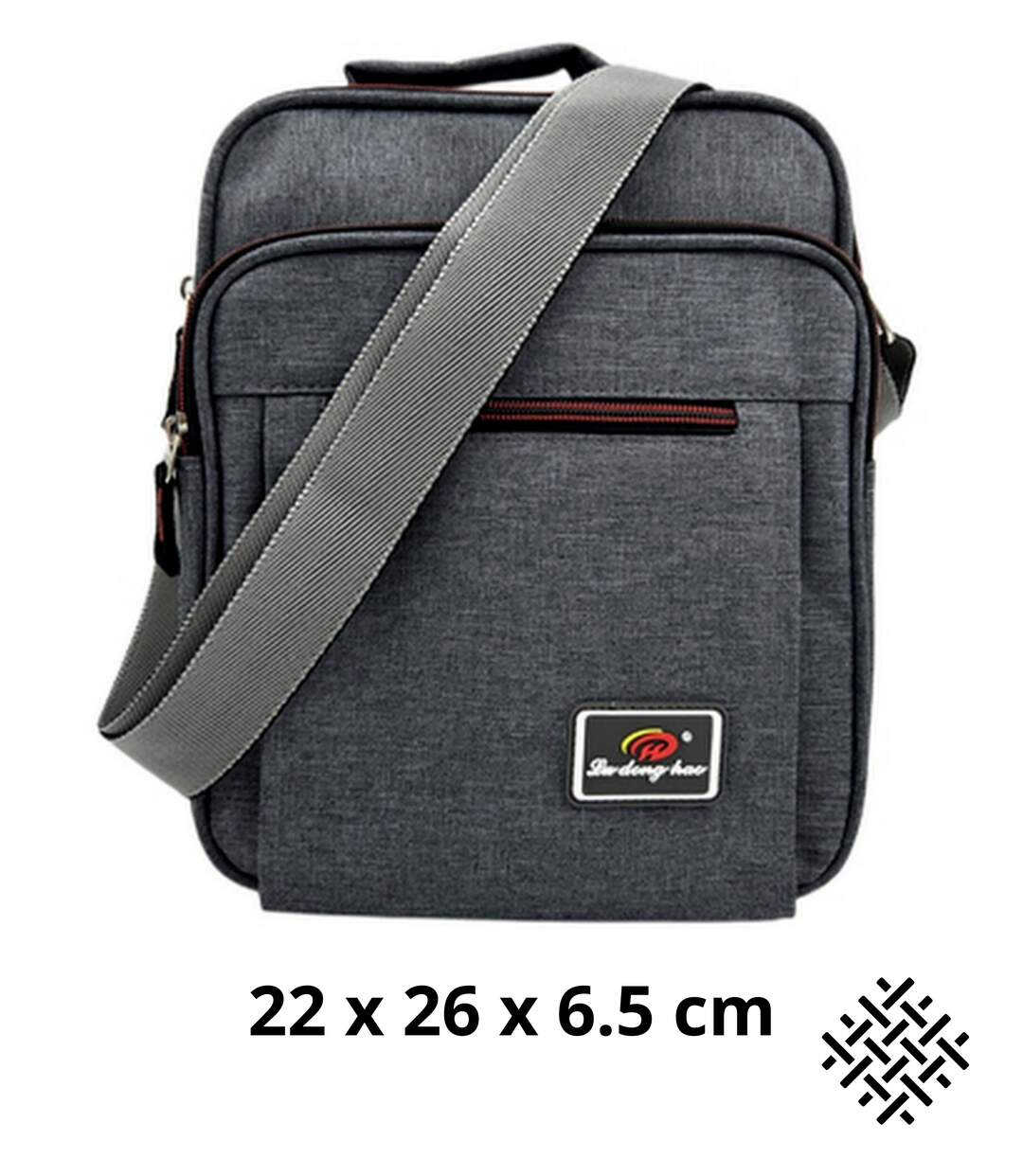 Sacoche bandoulière homme multi-poches en toile synthétique gris foncé - compact et élégant-1