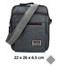 Sacoche bandoulière homme multi-poches en toile synthétique gris foncé - compact et élégant-1
