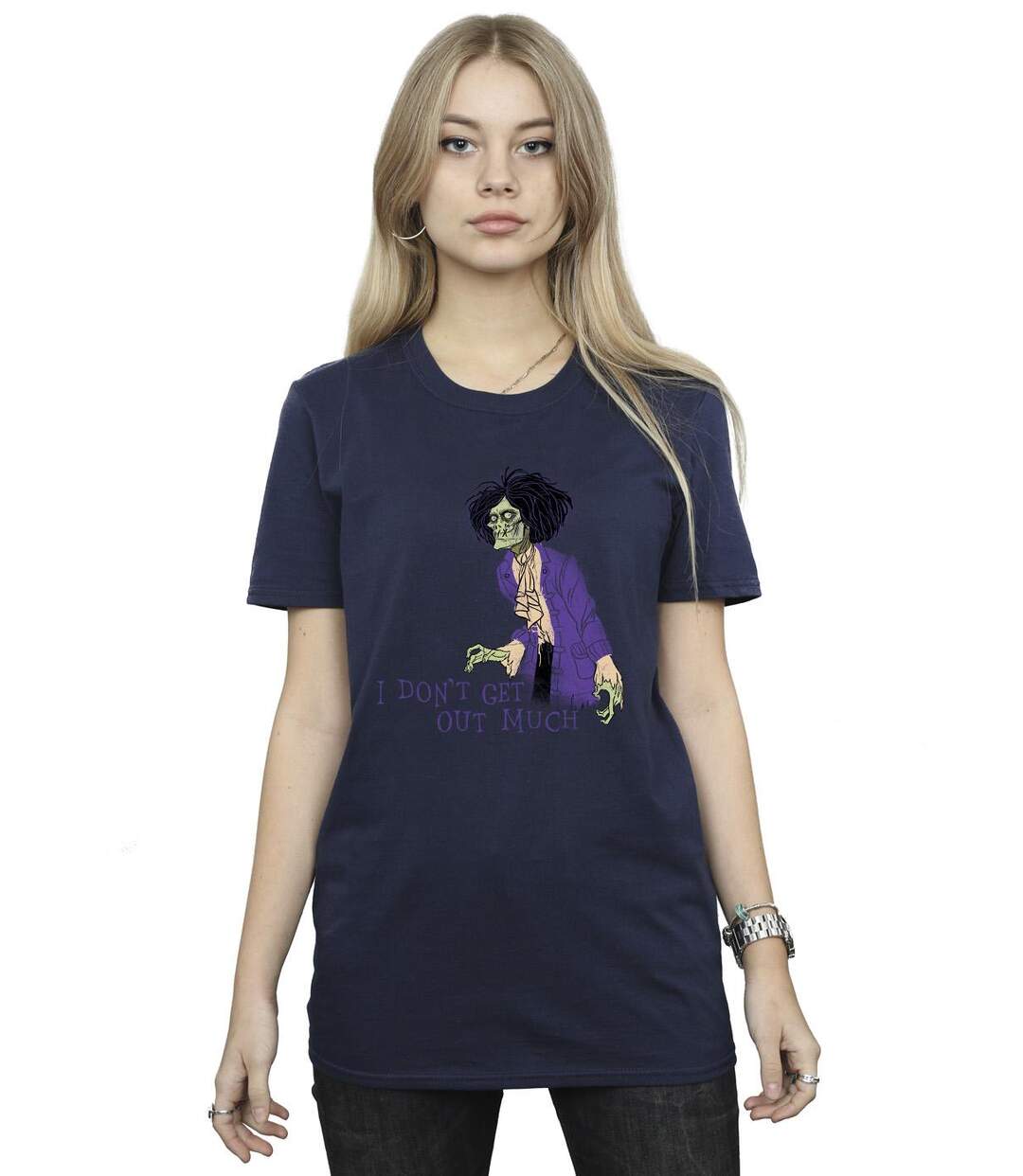 Disney Femme/Les femmes Hocus Pocus Don't Get Out Much Coton Boyfriend T-Shirt (Bleu marine) - UTBI20186-2