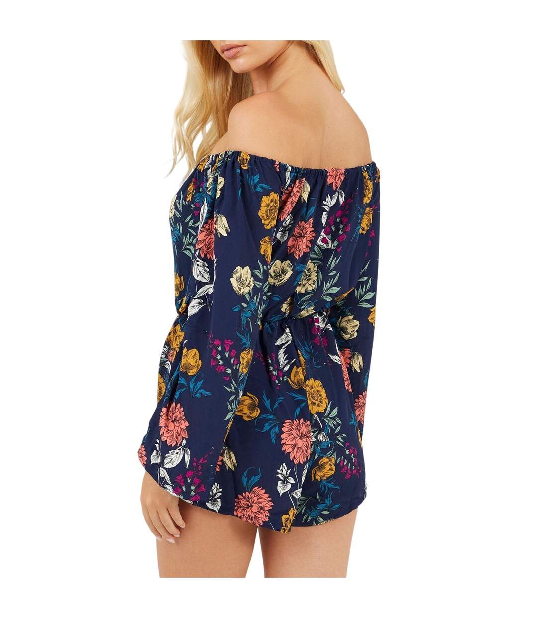 Womens/ladies Floral Casual Playsuit Navy Floral Brave Soul-3
