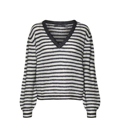 Pull Noir/Écru Femme Vero Moda Mearth - L