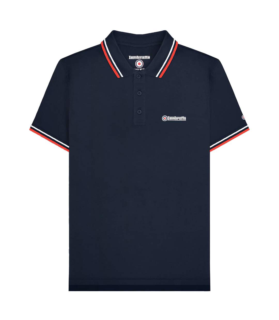 Polo ss25 homme bleu marine foncé / blanc / rouge Lambretta-1