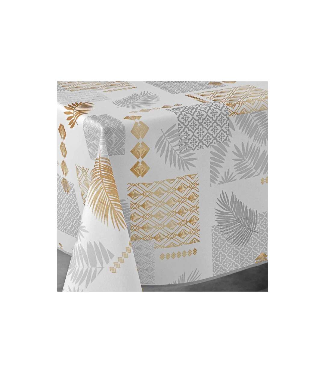 Nappe Imprimée Olenna 150x240cm Jaune & Blanc-2