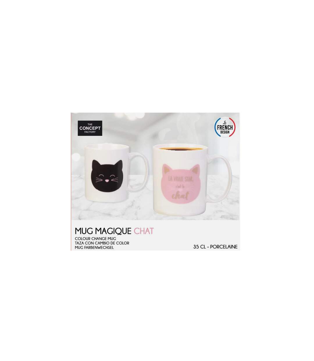 Mug Magique en Céramique Chat 35cl Blanc-5