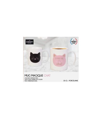 Mug Magique en Céramique Chat 35cl Blanc