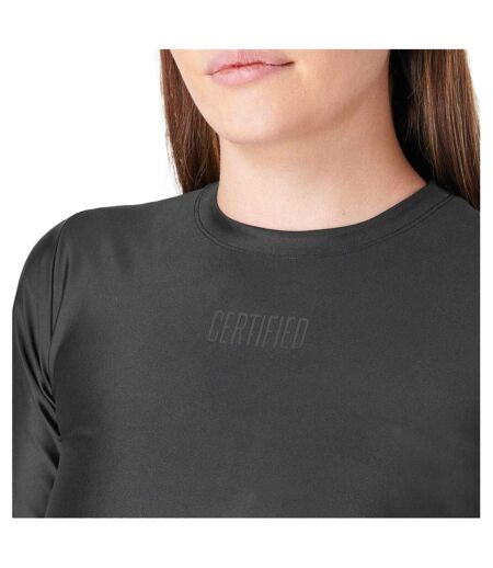 Womens/ladies Plain Crop T-shirt Black Certified