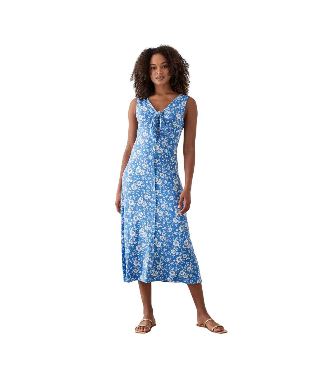Womens/ladies floral button through midi dress blue Dorothy Perkins-1