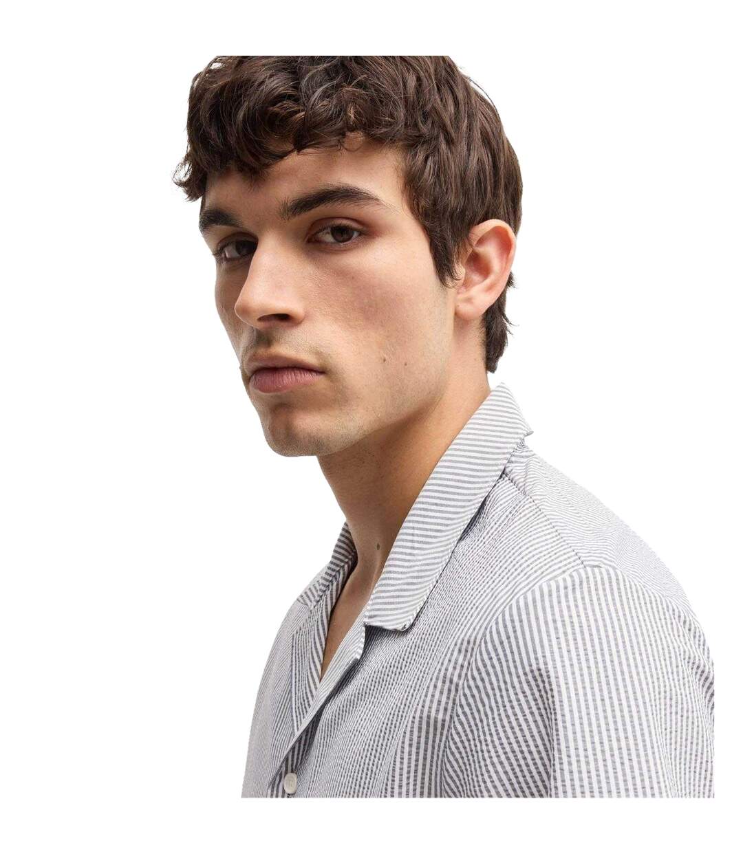 Chemise Plage Motif/style À Rayures Velvetfish Homme Bleu Marine Boss-4