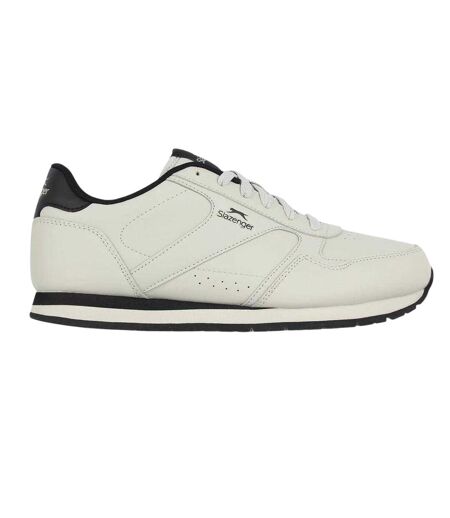 Mens Classic Coated Leather Trainers Chalk Black Slazenger