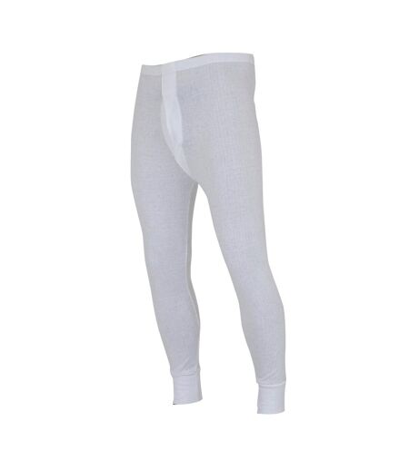 FLOSO Mens Thermal Underwear Long Johns/Pants (Standard Range) (White)