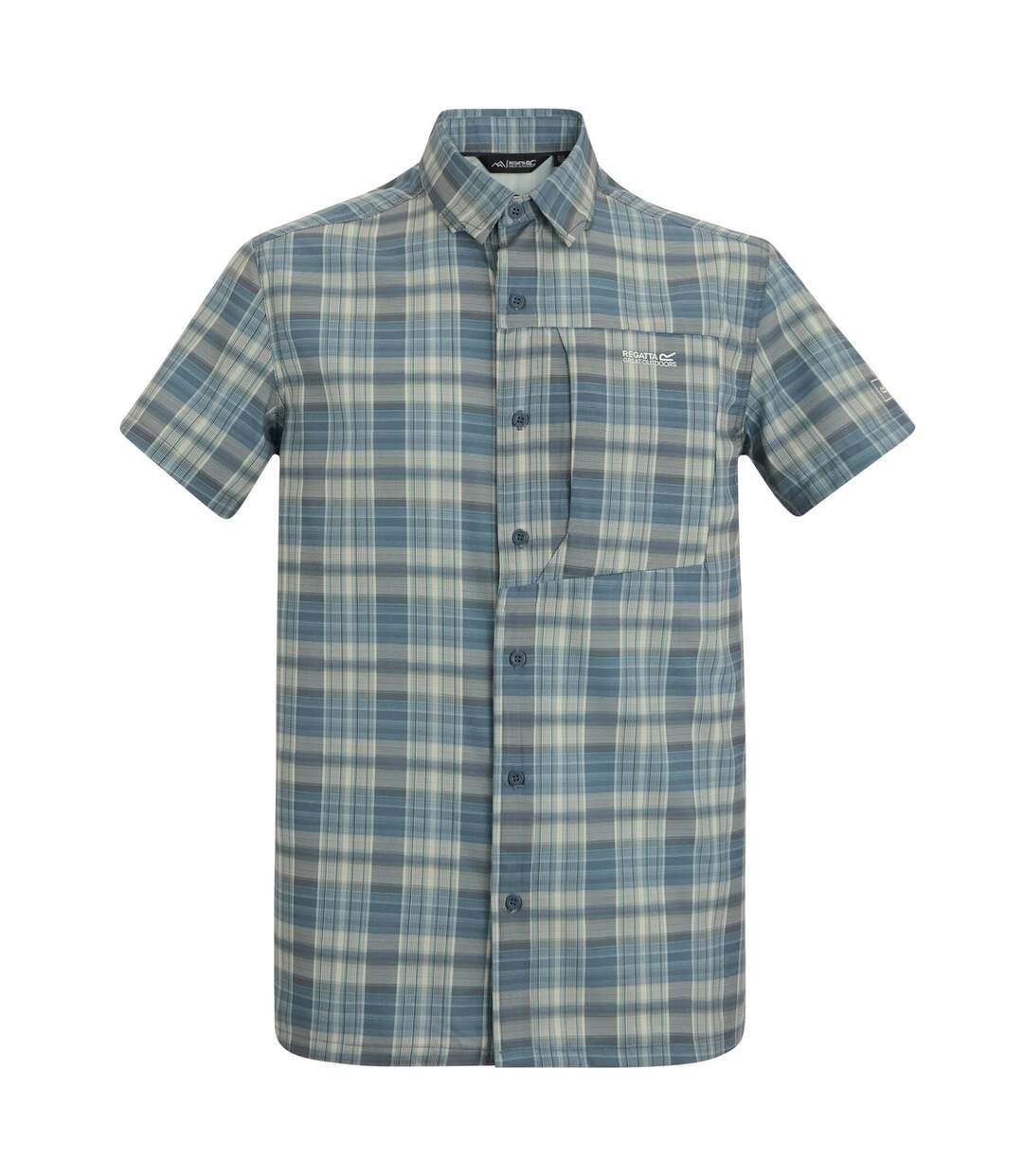 Chemise De Voyage Manches Courtes Motif/style À Carreaux Homme Bleu De Gris À Carreaux Regatta-2