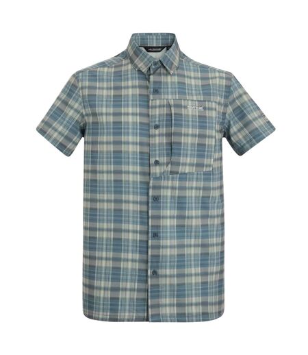Chemise De Voyage Manches Courtes Motif/style À Carreaux Homme Bleu De Gris À Carreaux Regatta