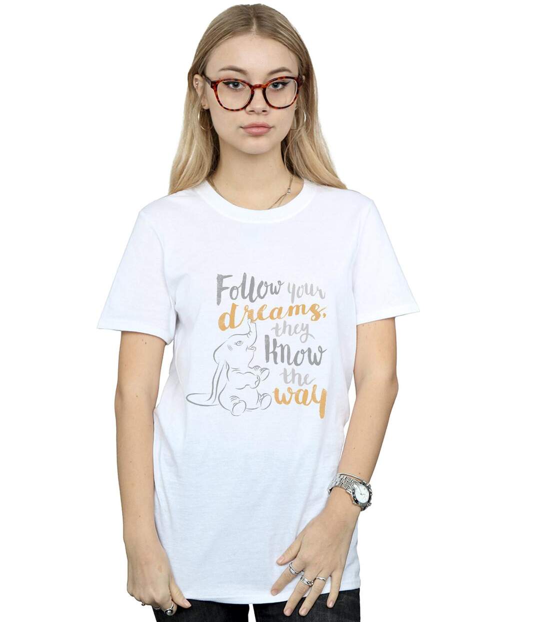 Disney - T-shirt DUMBO FOLLOW YOUR DREAM - Femme (Blanc) - UTBI16979-2