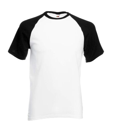 Fruit Of The Loom Mens Short Sleeve Baseball T-Shirt (White/Black)