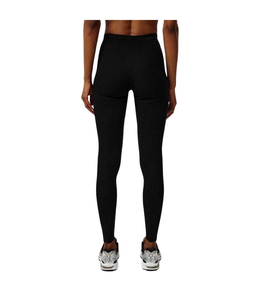 Womens/ladies Ribbed Leggings Black Essentials-3