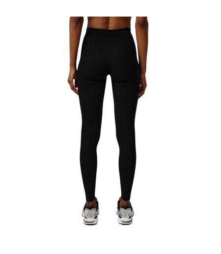 Womens/ladies Ribbed Leggings Black Essentials