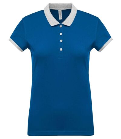 Polo bicolore pour femme - K259 - bleu roi - manches courtes