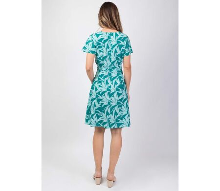 Robe courte féminine MARIKA imprimé floral bleu turquoise Coton Du Monde