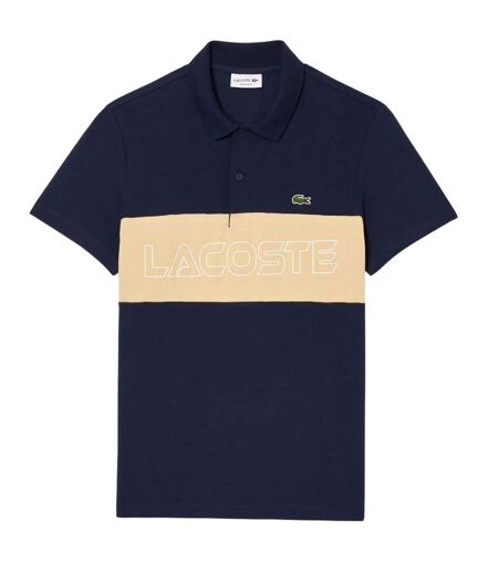 Mens Pique Stretch Regular Polo Shirt Navy Cream Lacoste