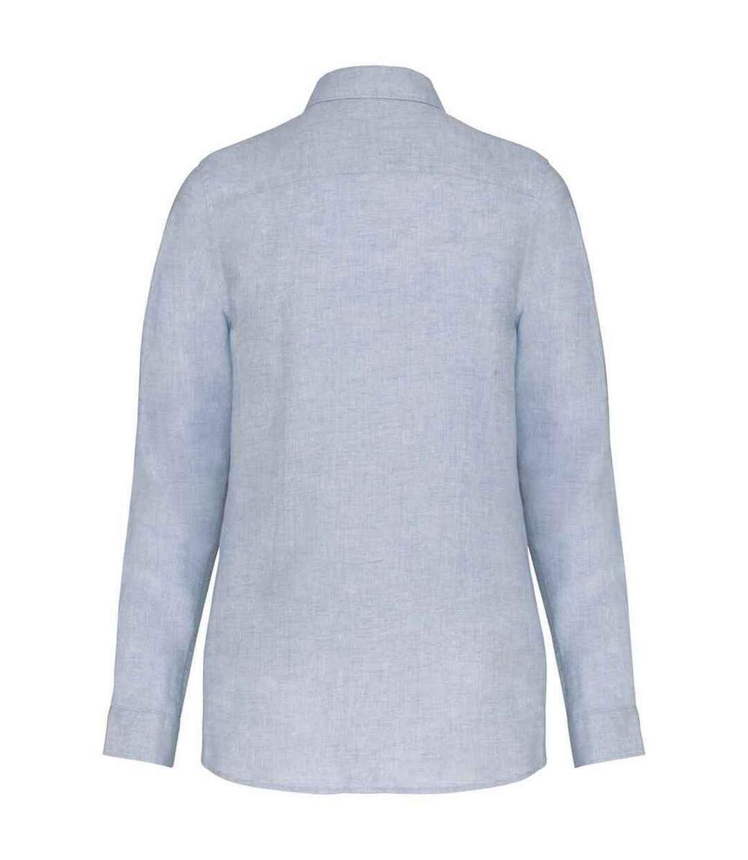 Womens/ladies linen long-sleeved shirt linen blue Spasso-2