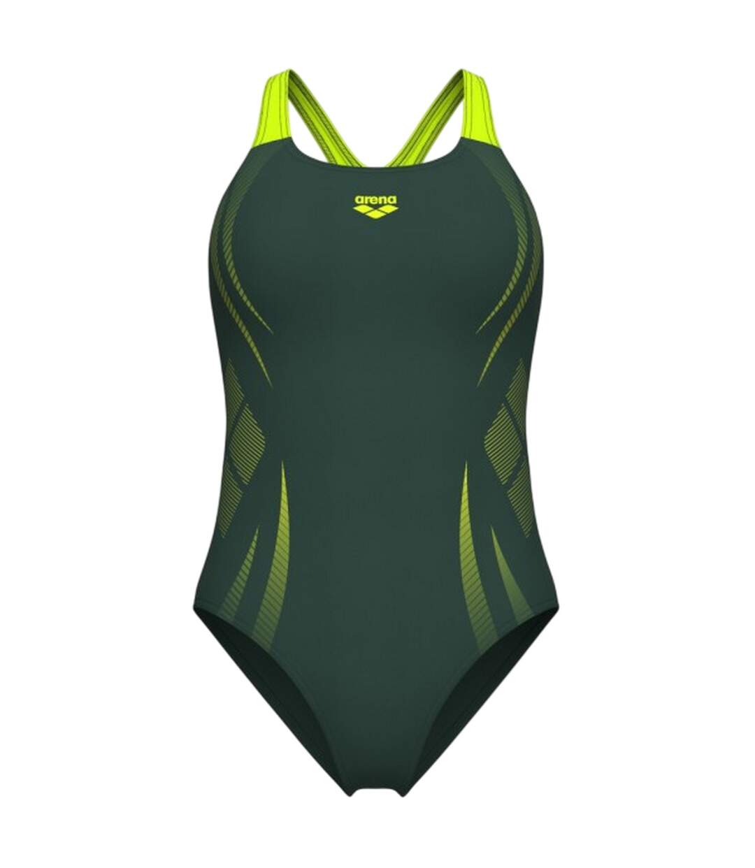 Maillot De Bain 1 Pièce Motif/style Géométrique Poseidnia Femme Vert De Gris Clair Vert Clair Vif Arena-1