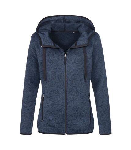 Veste polaire en tricot manches longues - Femme - ST5950 - bleu marine mélange