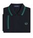 Polo Motif/style Col À Double Rayure Homme Noir Fred Perry-4