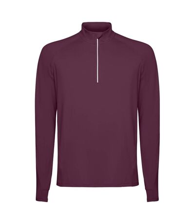 Mens estambul quarter zip long-sleeved sweatshirt plum red Roly