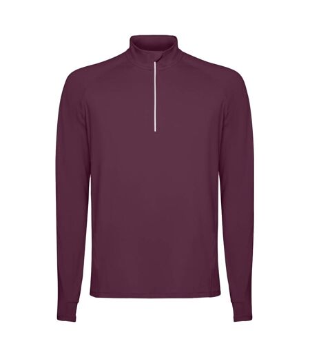 Mens estambul quarter zip long-sleeved sweatshirt plum red Roly