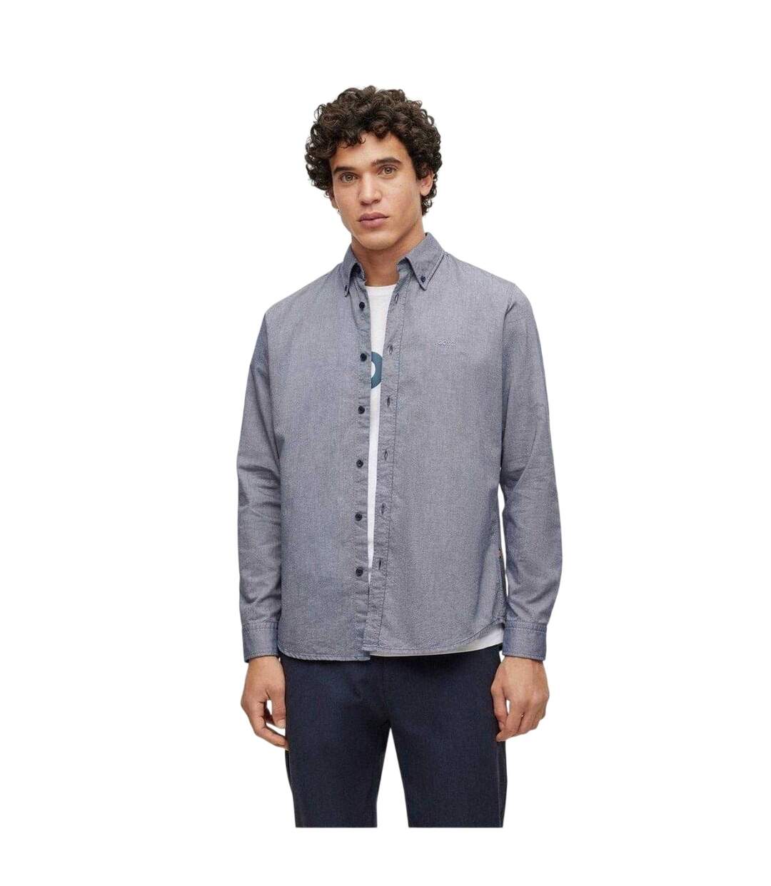 Mens Rickert Oxford Shirt Navy Boss-1