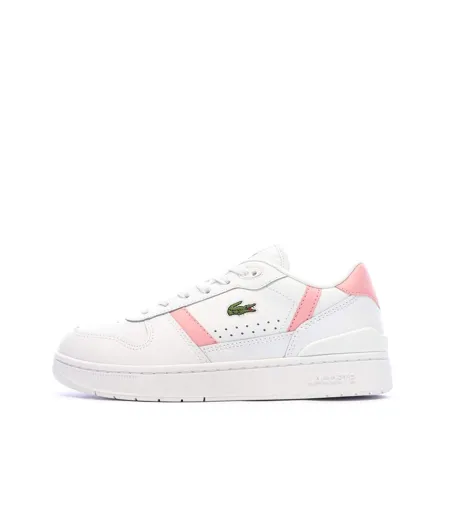 Baskets blanc/rose femme lacoste t-clip set 224