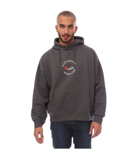 Mens Badged Basket Hoodie Grey Blood Brother