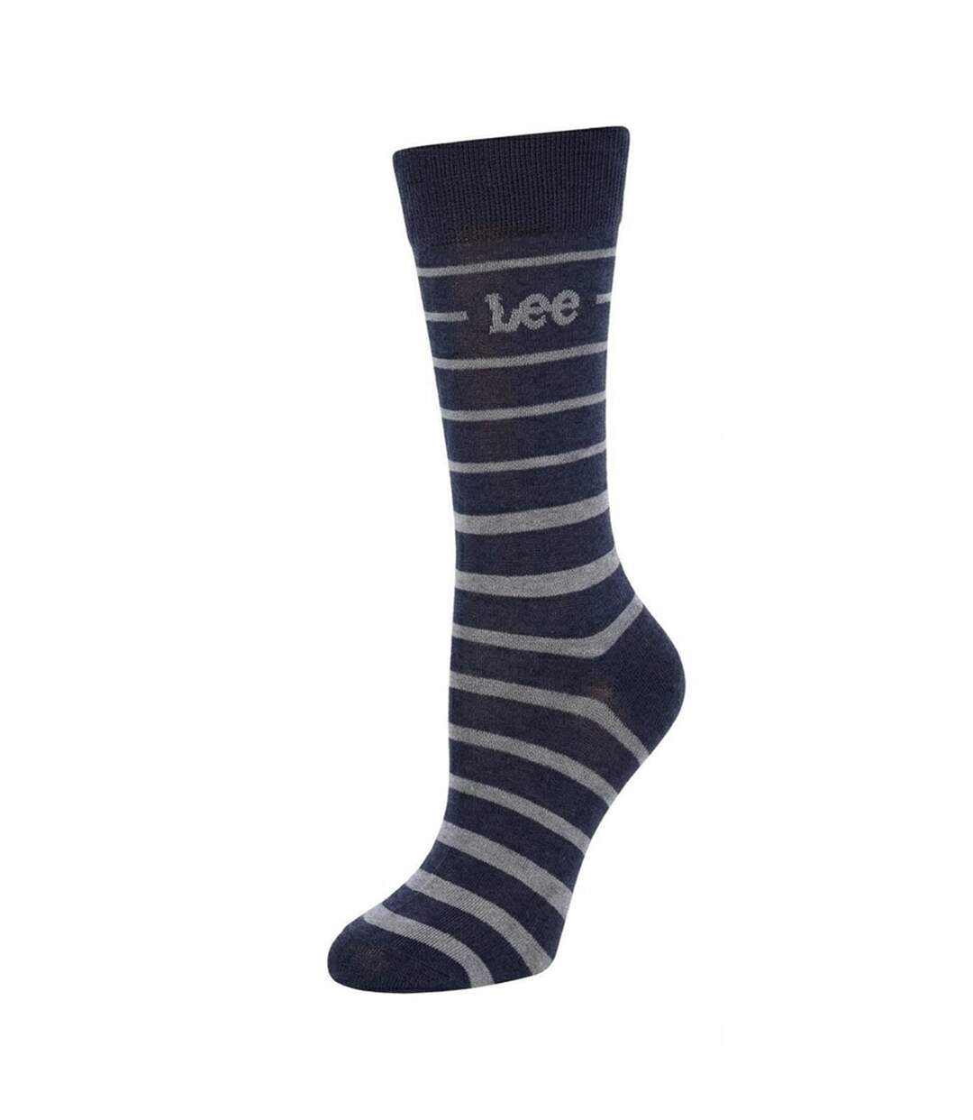 Lot De 3  Chaussettes Motif/style À Rayures Homme Bleu Lee-4