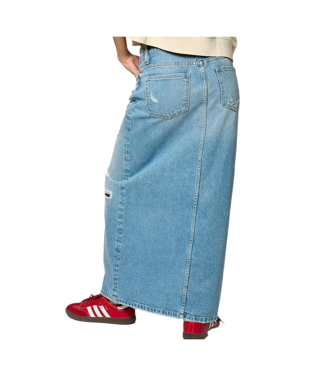 Jupe en jean bleu femme kaporal belle-2