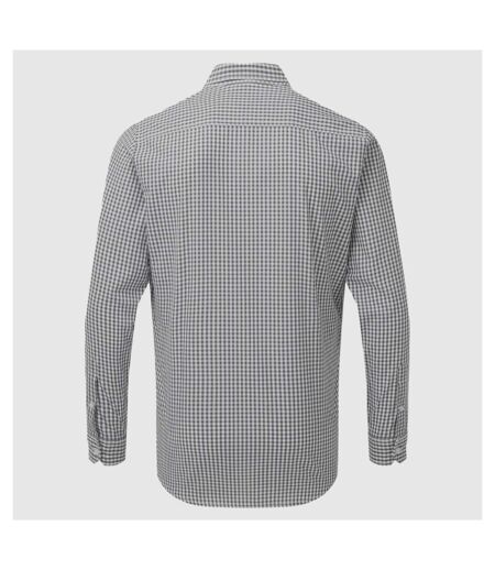 Premier Mens Maxton Check Long Sleeve Shirt (Silver/White)