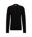 Mens Sastoon Stacked Logo Knitted Quarter Zip Polo Shirt Black Hugo-1