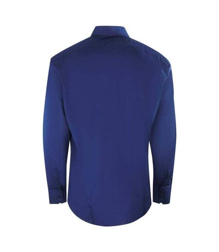 Mens Plain Long-sleeved Shirt Royal Blue Aquascutum