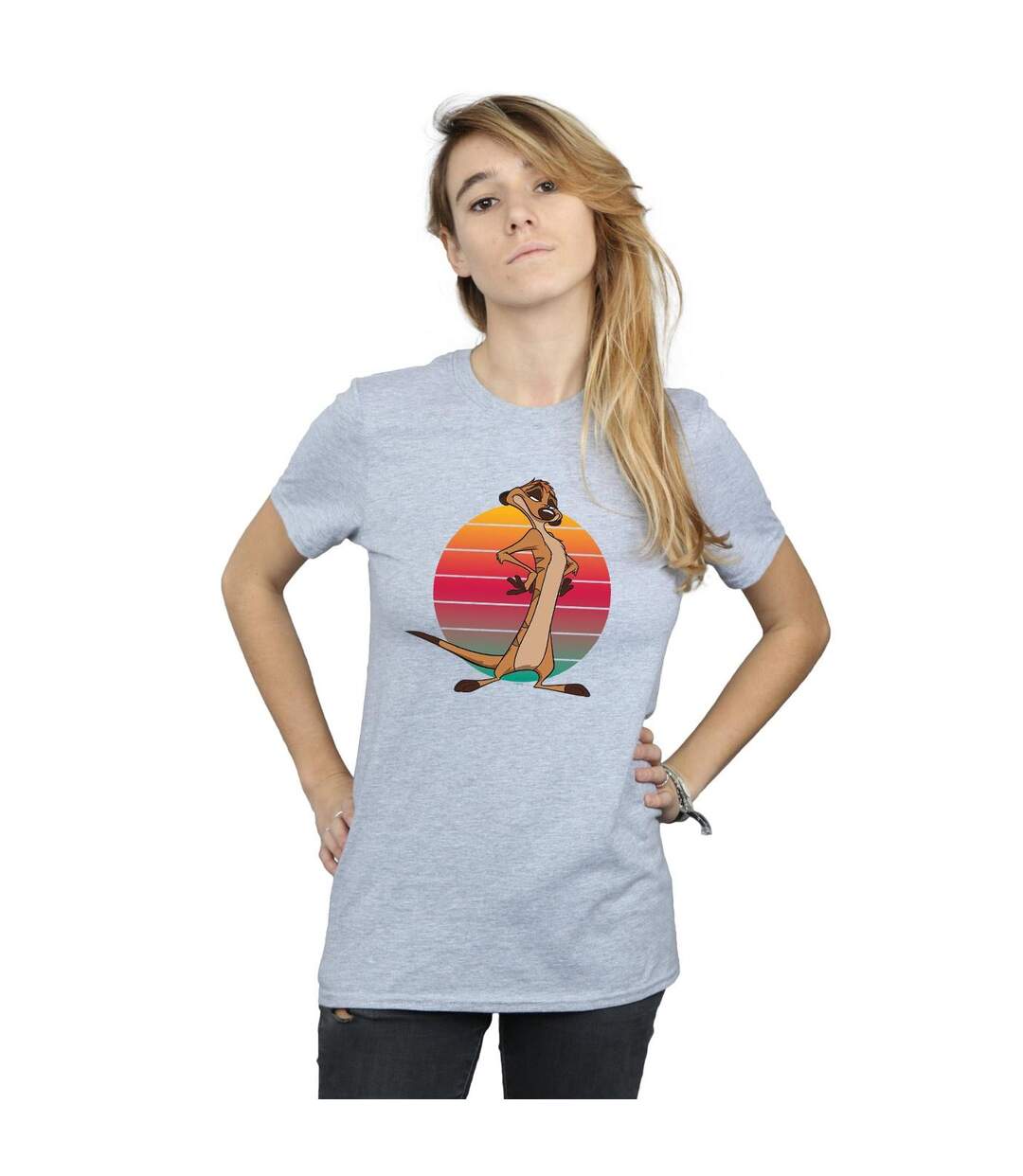 Disney Womens/Ladies The Lion King Timon Sunset Cotton Boyfriend T-Shirt (Gris sportif) - UTBI29049-2