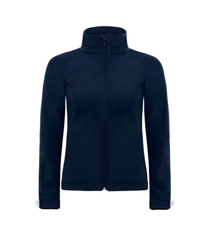 B&C Womens Hooded Premium Softshell Jacket (Windproof, Waterproof & Breathable) (Navy Blue) - UTBC2004