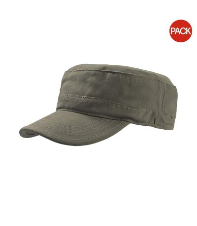 Atlantis Tank Brushed Cotton Military Cap (Pack of 2) (Olive) - UTAB418