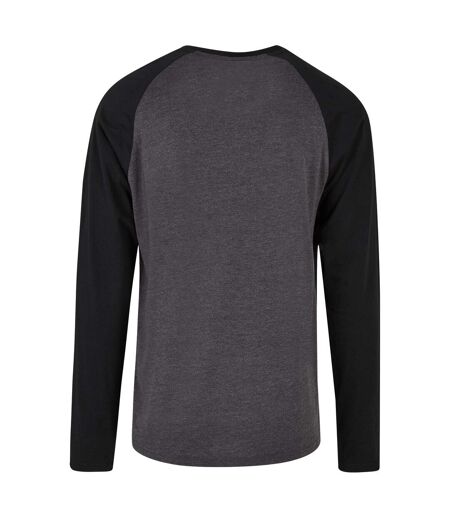 T-shirt Manches Longues Motif/style Contrasté Homme Charbon Noir Build Your Brand