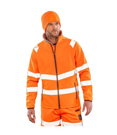 Unisex Adult Printable Safety Soft Shell Jacket Fluorescent Orange Result Recycled