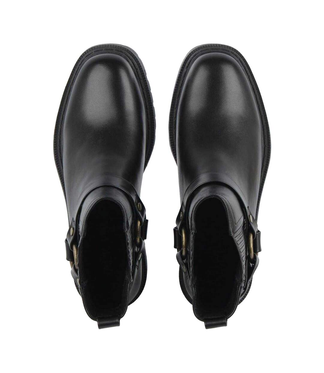 Womens/ladies Leather Block Heel Motorcycle Boots Black Jack Wills-3