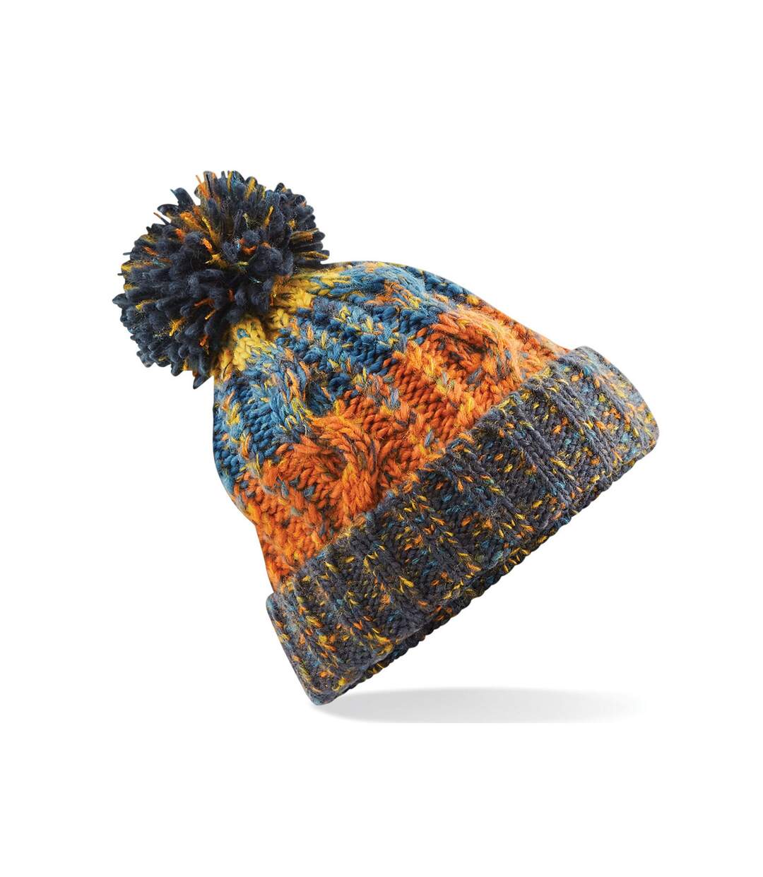 Womens/ladies corkscrew pom pom beanie milkshake mix Beechfield-1